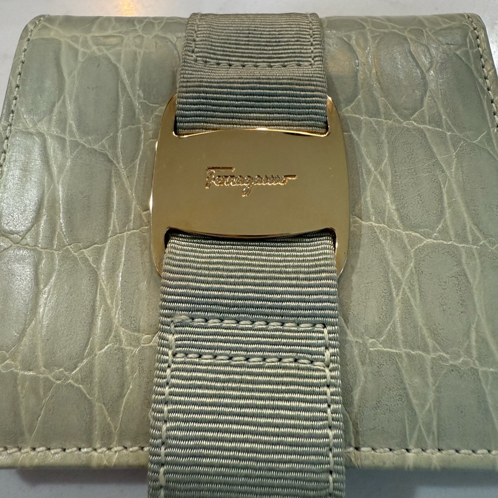 Ferragamo Green Crocodile Embossed Wallet